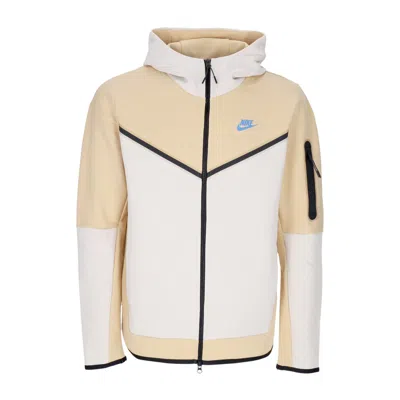 Nike Lightweight Hooded Sweatshirt Zip Men Sportswear Tech Fleece Full-zip Hoodie Sesame/lt Orewood Brn/l In Sesame/lt Orewood Brn/lt Photo Blue