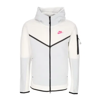 Nike Lightweight Hooded Zip Sweatshirt Men Sportswear Tech Fleece Full-zip Hoodie Summit White/pure Plati In Summit White/pure Platinum/hyper Pink