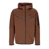 Nike Lightweight Hooded Zip Sweatshirt Men Sportswear Tech Fleece Hoodie Cacao Wow/black In Cacao Wow/black