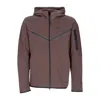 Nike Lightweight Sweatshirt With Zip Hood For Men Sportswear Tech Fleece Full-zip Hoodie Baroque Brown/ba In Baroque Brown/baroque Brown/black
