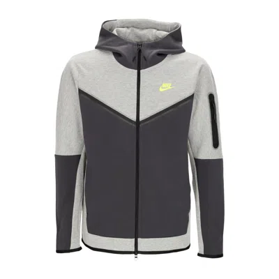 Nike Lightweight Sweatshirt With Zip Hood For Men Sportswear Tech Fleece Full-zip Hoodie Dk Gray Heather/ In Dk Grey Heather/anthracite/volt