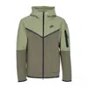 Nike Lightweight Sweatshirt With Zip Hood For Men Sportswear Tech Fleece Hoodie Alligator/medium Olive/bl In Alligator/medium Olive/black