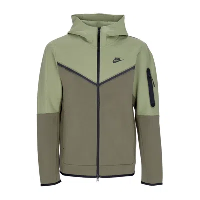 Nike Lightweight Sweatshirt With Zip Hood For Men Sportswear Tech Fleece Hoodie Alligator/medium Olive/bl In Alligator/medium Olive/black