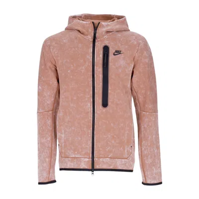 Nike Lightweight Sweatshirt With Zip Hood For Men Sportswear Tech Fleece Wash Full-zip Hoodie Mineral Cla In Mineral Clay/black