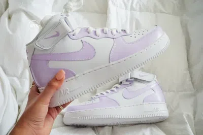 Pre-owned Nike Lilac Custom  Air Force 1 Mid Sneakers-brand In Purple