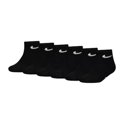 Nike Little & Big Kid Boys 6 Pair Quarter Ankle Socks In Black