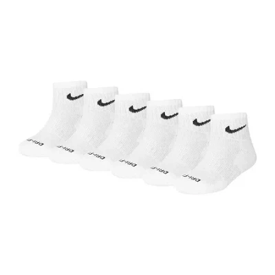 Nike Little & Big Kid Boys 6 Pair Quarter Ankle Socks In White