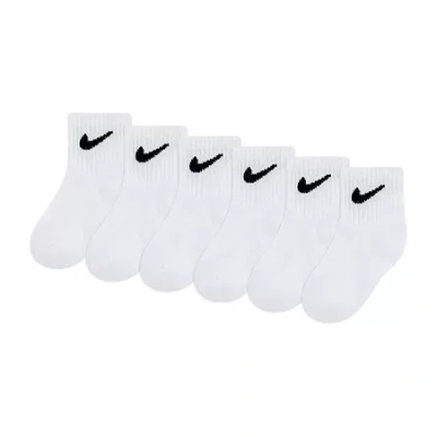 Nike Little & Big Kid Boys 6 Pair Quarter Ankle Socks In White