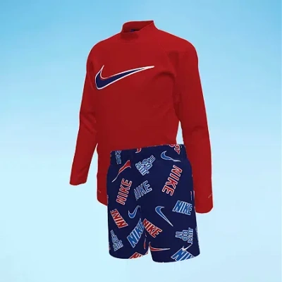 Nike Little & Big Kid Boys Uv Protection Logo 2-pc. Rash Guard Set In Multi