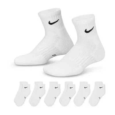 Nike Little & Big Kid Unisex 6 Pair Quarter Ankle Socks In White