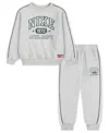 Nike Little And Toddler Boys 2-piece Sportswear P.e. French Terry Crewneck Top And Pant Set In Gray