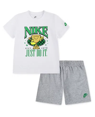 Nike Kids' Little Boys 2-piece Ace Your Game Jersey And Shorts Set In Light Smoke Gray Heather