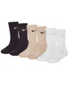Nike Kids' Little Boys 6-pk. Performance Crew Socks In Xnbrown B