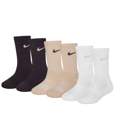 Nike Little Boys 6-pk. Performance Crew Socks In Brown Basalt