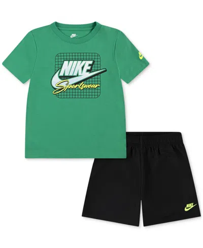 Nike Kids' Little Boys Ace Your Game T-shirt & Woven Shorts, 2 Piece Set In Black