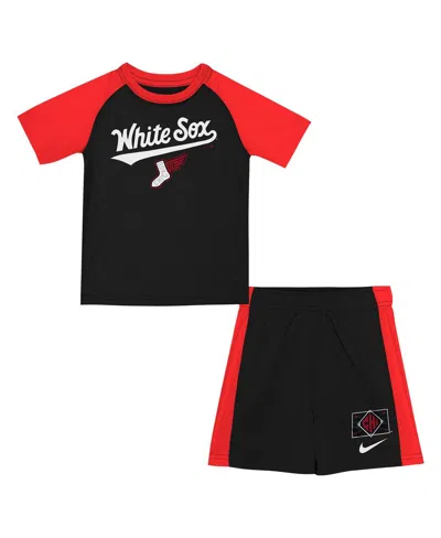 Nike Kids' Little Boys And Girls 2-piece Black/red Chicago White Sox 2025 City Connect T-shirt And Shorts Set