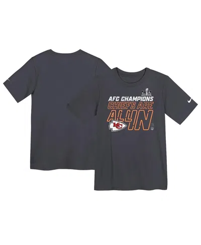 Nike Babies' Little Boys And Girls  Anthracite Kansas City Chiefs 2023 Afc Champions Locker Room Trophy Colle