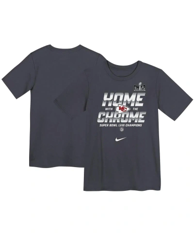 Nike Kids' Big Boys  Anthracite Kansas City Chiefs Super Bowl Lviii Champions Parade T-shirt