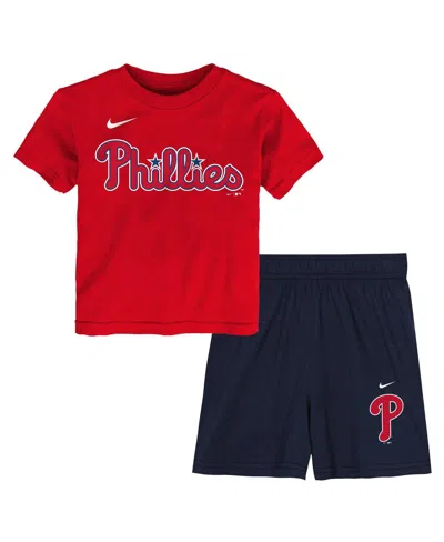 Nike Kids' Little Boys And Girlsâ 2-piece Philadelphia Phillies T-shirt And Shorts Set In Red