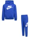 Nike Little Boys Club Fleece 2-pc. Logo Hoodie & Sweatpants Set In Blue