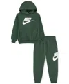 Nike Little Boys Club Fleece 2-pc. Logo Hoodie & Sweatpants Set In Green