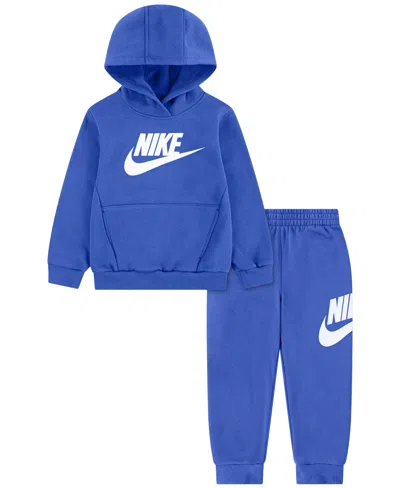 Nike Kids' Little Boys Club Fleece 2-piece Set Logo Hoodie & Sweatpants Set In Blue