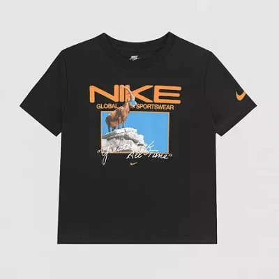 Nike Kids' Little Boys Crew Neck Short Sleeve Regular Fit Graphic T-shirt In Black