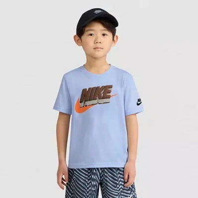 Nike Kids' Little Boys Crew Neck Short Sleeve Regular Fit Graphic T-shirt In Blue