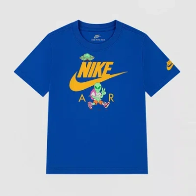 Nike Kids' Little Boys Crew Neck Short Sleeve Regular Fit Graphic T-shirt In Blue