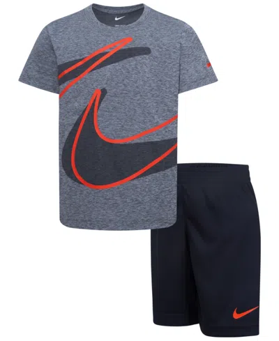 Nike Kids' Little Boys Dri-fit Dropset 2-piece T-shirt And Shorts Set In Black