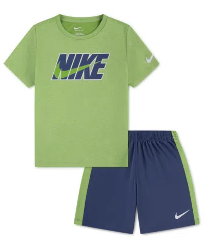 Nike Kids' Little Boys Dri-fit Dropset T-shirt & Shorts Set In Multi