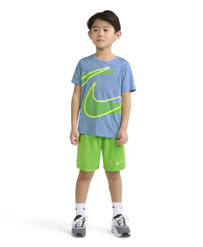 Nike Kids' Little Boys Dri-fit Dropset T-shirt & Shorts Set In Blue