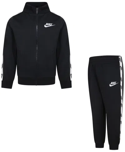 Nike Kids' Little Boys Dri-fit Full-zip With Logo Taping Trim Jacket & Pants, 2-piece Set In Black
