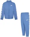 Nike Little Boys Dri-fit Full-zip With Logo Taping Trim Jacket & Pants, 2-piece Set In Blue Beyond
