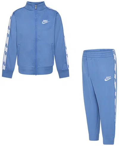 Nike Kids' Little Boys Dri-fit Full-zip With Logo Taping Trim Jacket & Pants, 2-piece Set In Blue Beyond