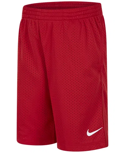 Nike Kids' Little Boys Dri-fit Logo Mesh Pull-on Shorts In University Red