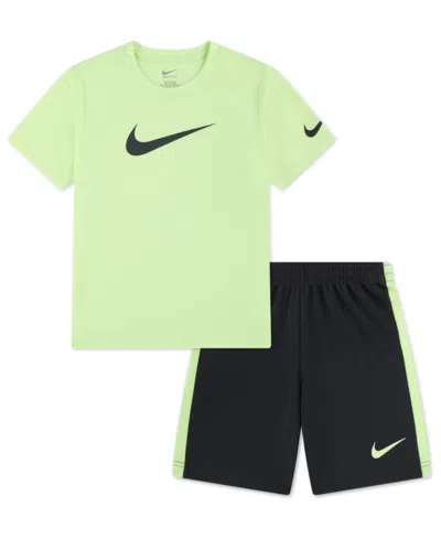Nike Kids' Little Boys Dri-fit Swoosh T-shirt & Shorts, 2 Piece Set In Multi