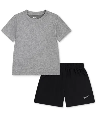 Nike Kids' Little Boys Dri-fit T-shirt & Shorts, 2 Piece Set In Black