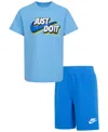 Nike Little Boys Fleece Short Set In Light Photo Blue