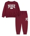 Nike Kids' Little Boys Gameday Essentials 2-piece Crewneck Sweatshirt And Pants Set In Burgundy