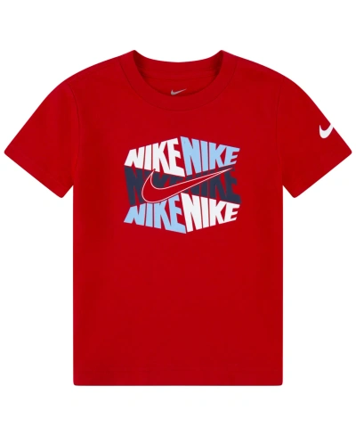 Nike Kids' Little Boys Hexagon Block Short Sleeves T-shirt In University Red