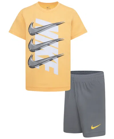 Nike Kids' Little Boys Icon T-shirt And Shorts Set In Smoked Gray