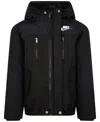Nike Little Boys Outdoor Woven Hooded Colorblocked Jacket In Black