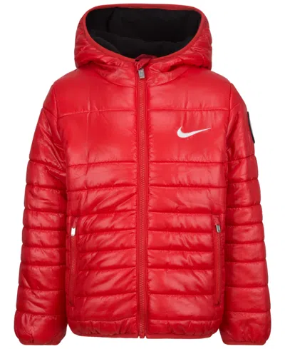 Nike Kids' Little Boys Quilted Filled Jacket In University Red