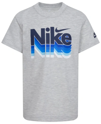 Nike Kids' Little Boys Retro Fader Crew Neck T-shirt In Gray Heather