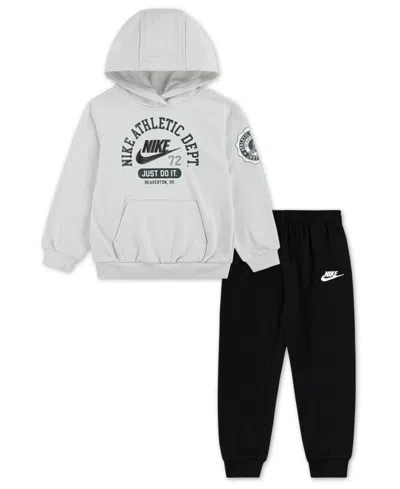 Nike Kids' Little Boys Sportswear P.e. French Terry Pullover & Pants, 2 Piece Set In Black