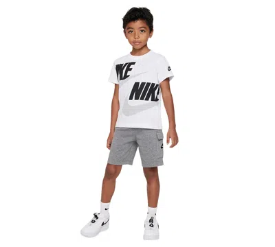 Nike Kids' Little Boys T-shirt And Cargo Shorts Set In White