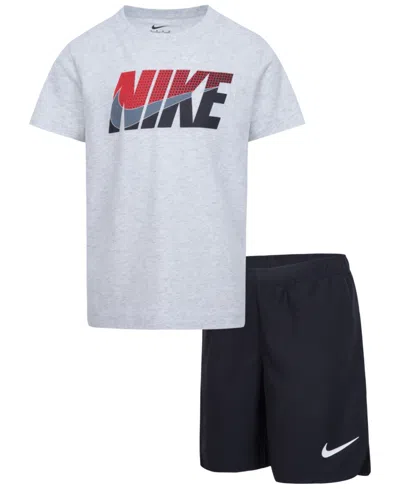 Nike Kids' Toddler Boys T-shirt And Woven Shorts, 2 Piece Set In Black