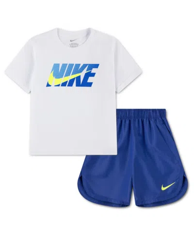 Nike Kids' Little Boys T-shirt And Woven Shorts, 2 Piece Set In Multi