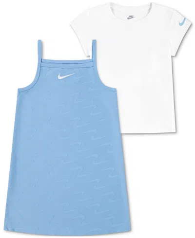 Nike Kids' Little Girls 2-pc. Crewneck Tee & Dress Set In Blue